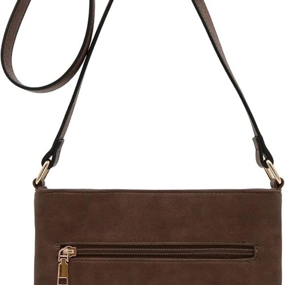 Solid Faux Leather Crossbody Bag Medium Classic Size Gold Hardware - Picture 3 of 7